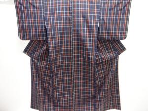 格子織り出し米沢紬着物アンサンブル